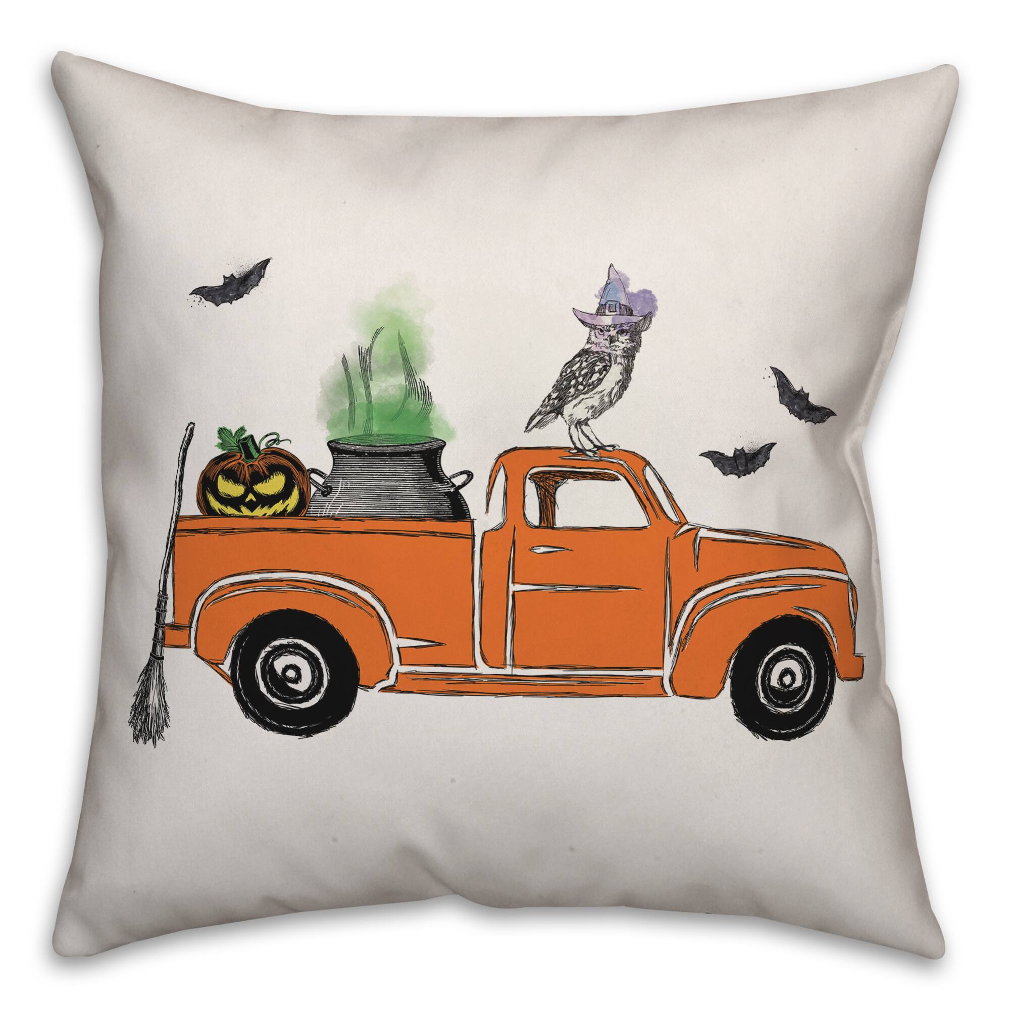 Halloween Truck Throw Pillow